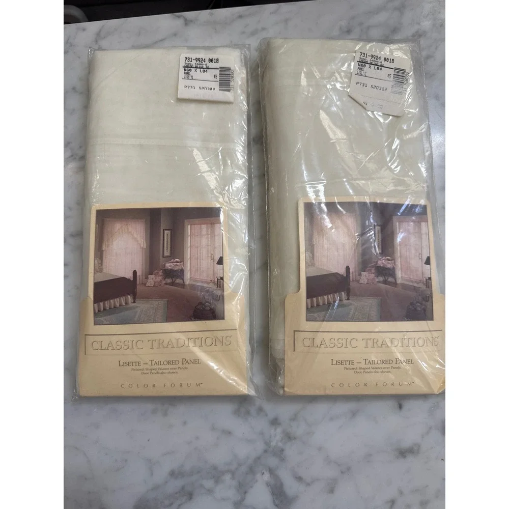 Classic Traditions Lisette Tailored Curtain Panels Cream Beige 60x84 Set2 NEW